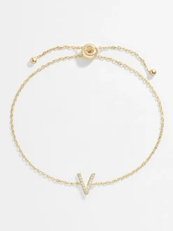 14K Gold Vermeil & Diamond Initial Bracelet - Gold/Pavé