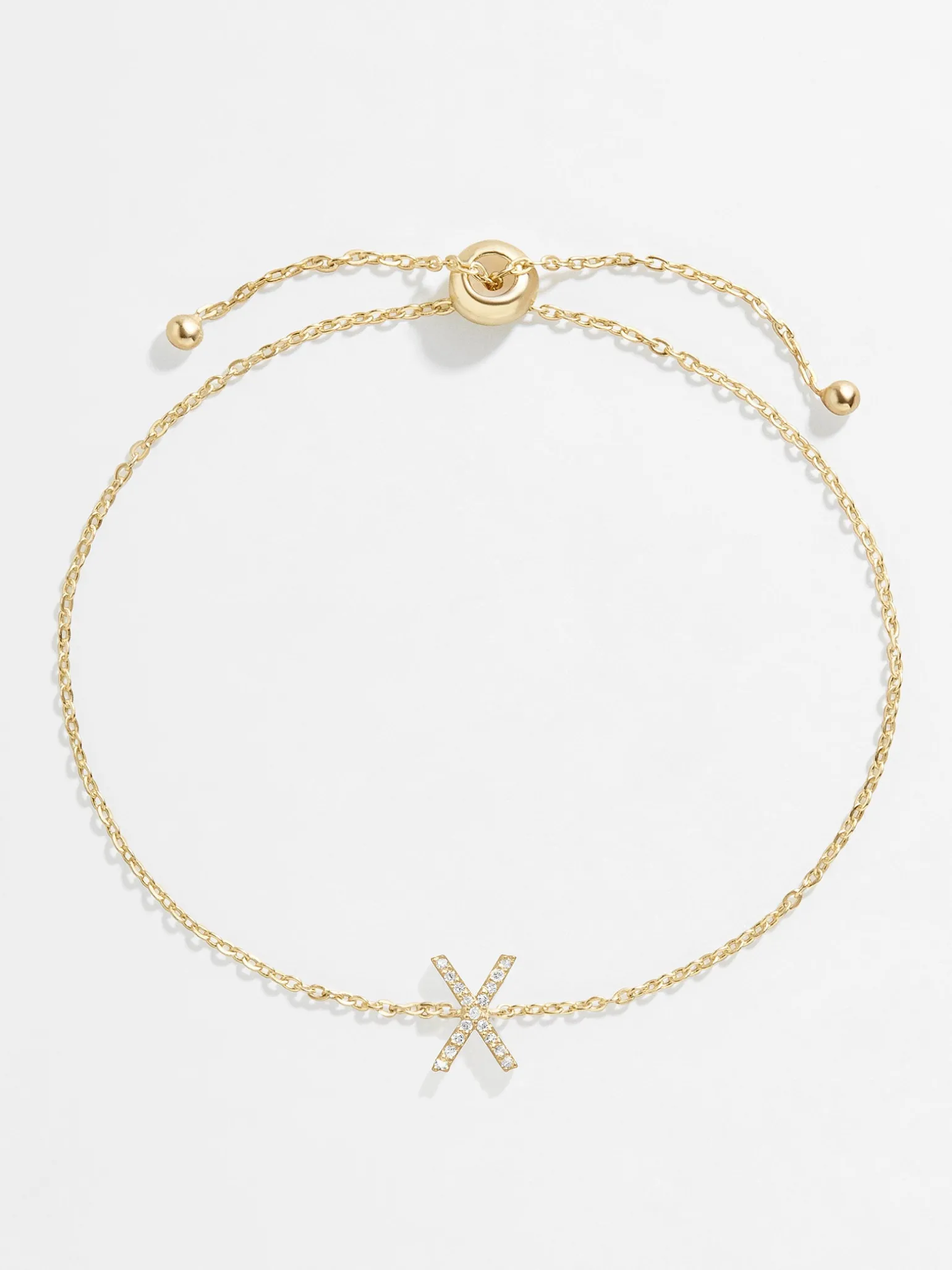 14K Gold Vermeil & Diamond Initial Bracelet - Gold/Pavé