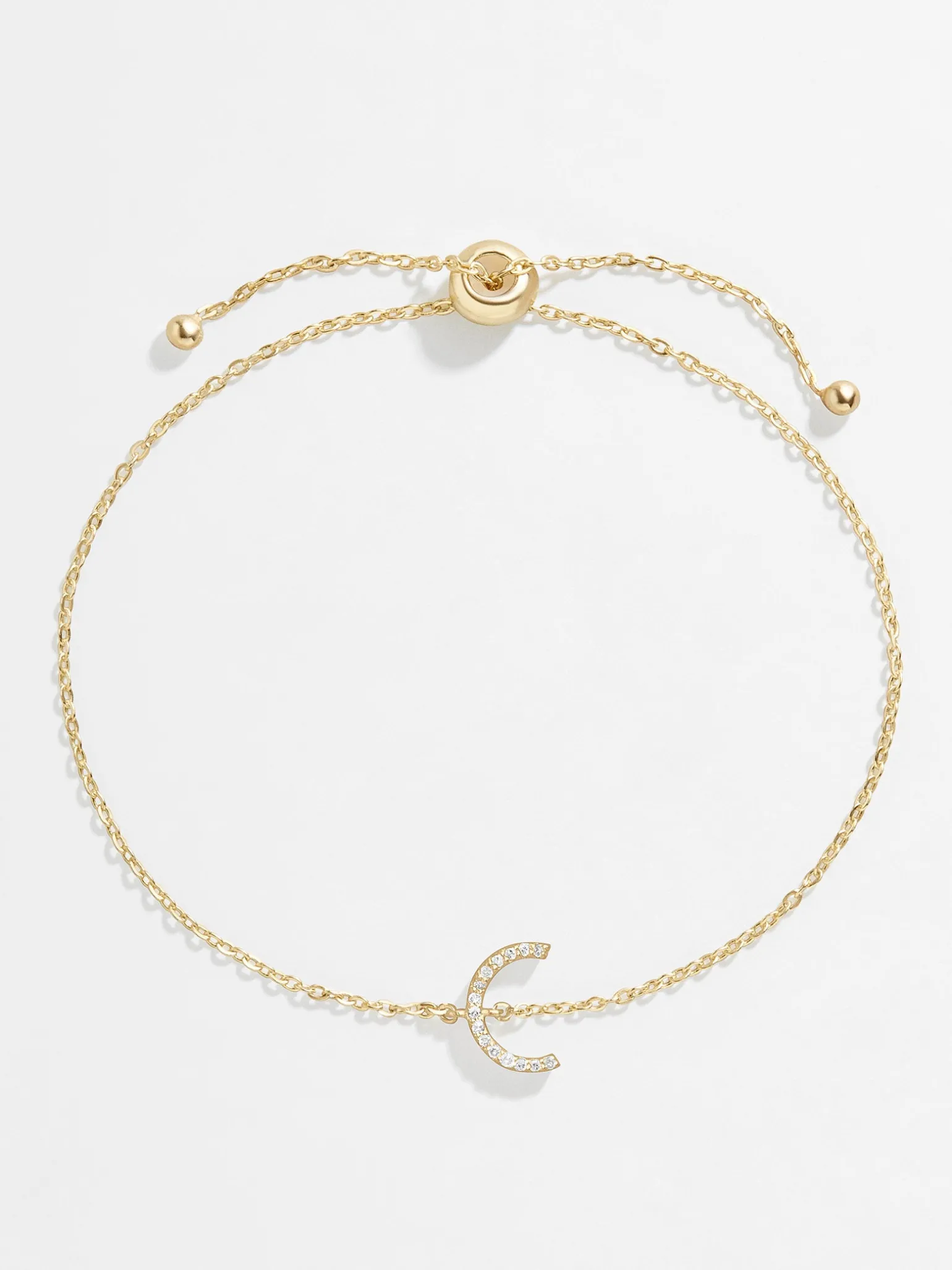 14K Gold Vermeil & Diamond Initial Bracelet - Gold/Pavé