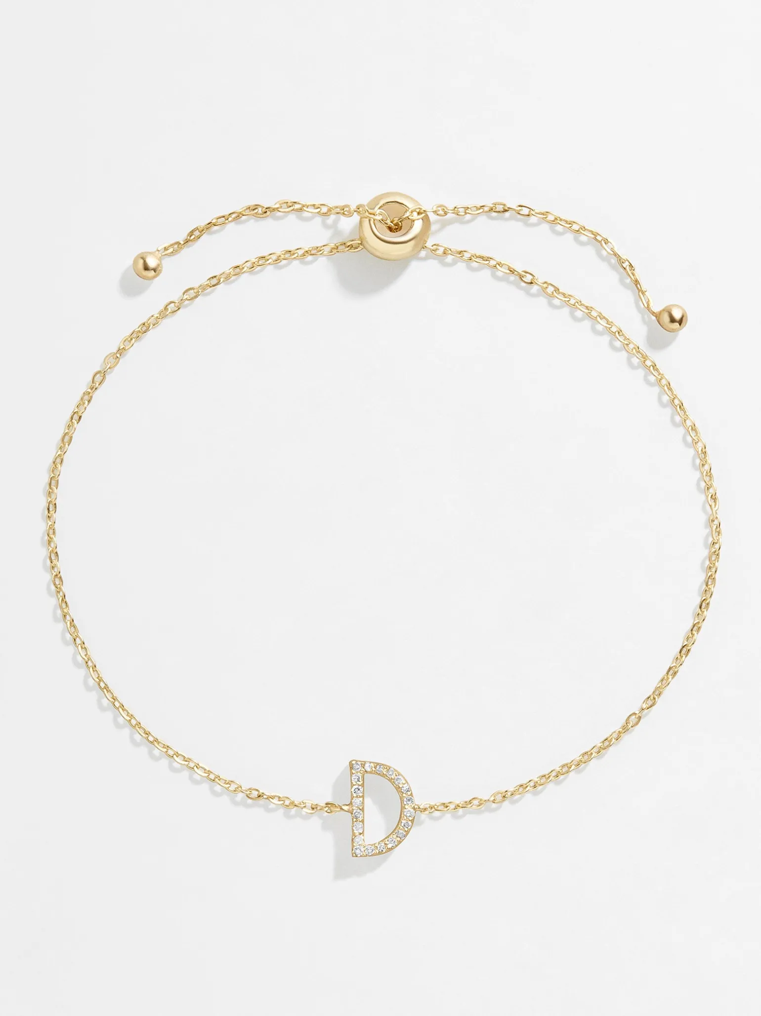 14K Gold Vermeil & Diamond Initial Bracelet - Gold/Pavé
