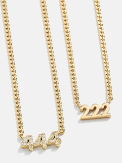 18K Gold Vermeil Angel Number Custom Nameplate Necklace - Gold