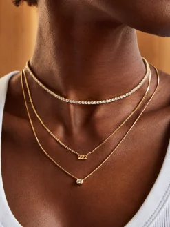 18K Gold Vermeil Angel Number Custom Nameplate Necklace - Gold