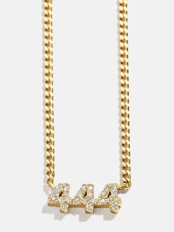 18K Gold Vermeil Angel Number Custom Nameplate Necklace - Gold