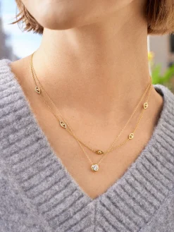 18K Gold Vermeil Birthstone Pendant Necklace - Crystal
