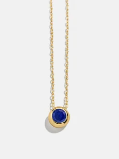 18K Gold Vermeil Birthstone Pendant Necklace - Sapphire