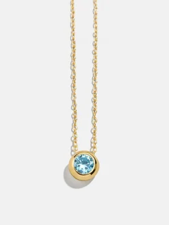 18K Gold Vermeil Birthstone Pendant Necklace - Aquamarine