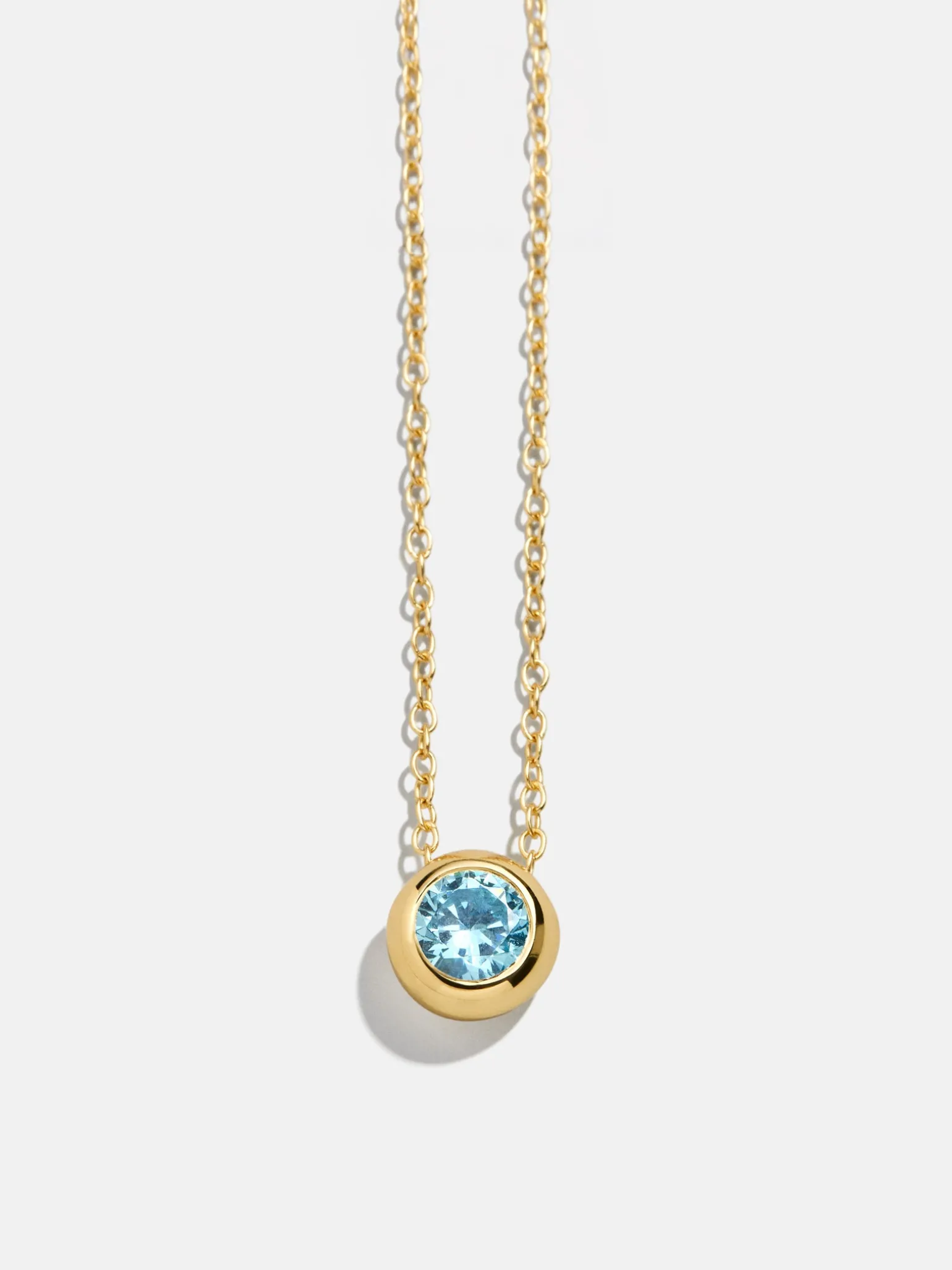 18K Gold Vermeil Birthstone Pendant Necklace - Aquamarine