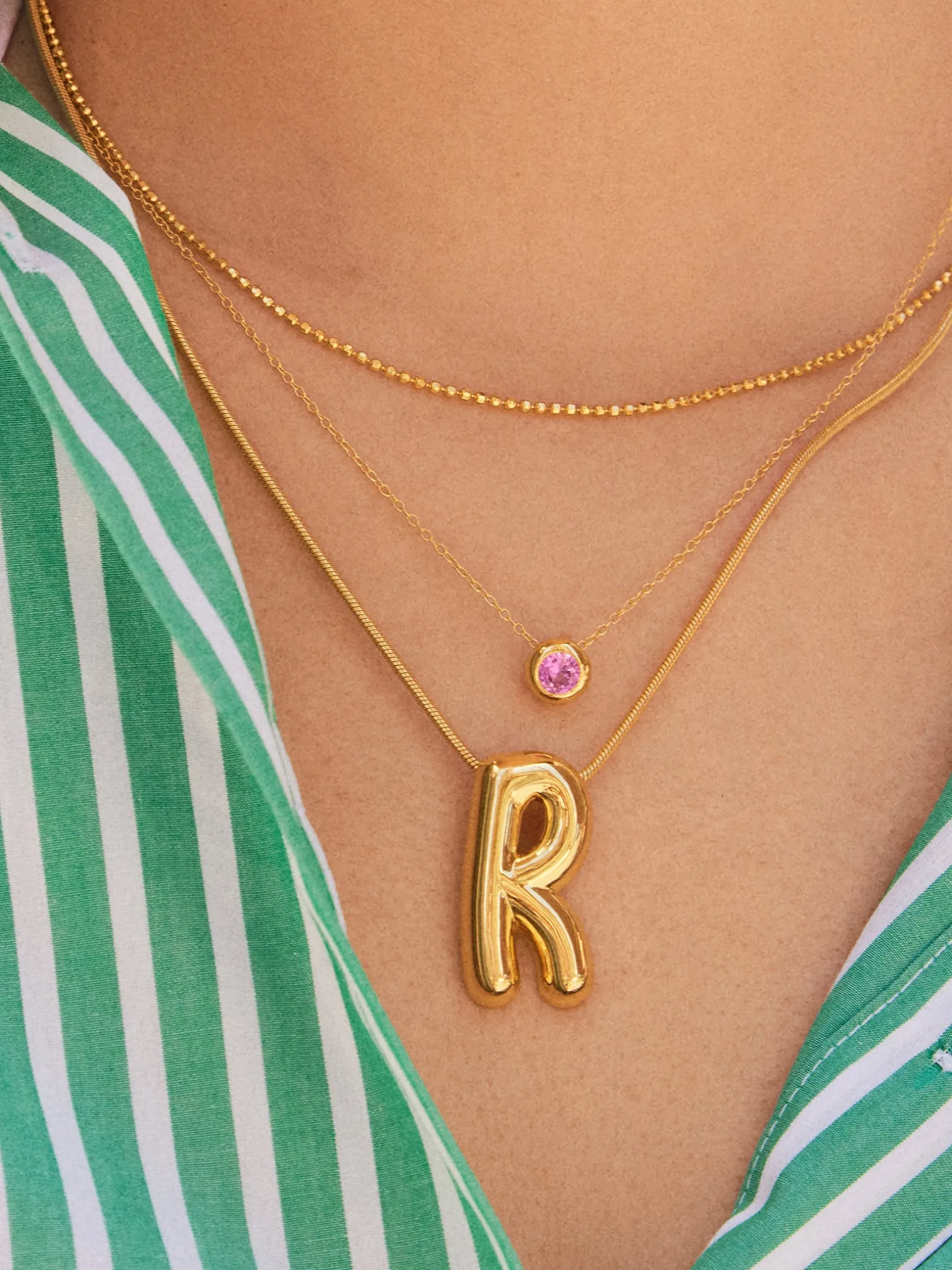 18K Gold Vermeil Birthstone Pendant Necklace - Garnet