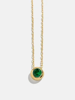 18K Gold Vermeil Birthstone Pendant Necklace - Emerald