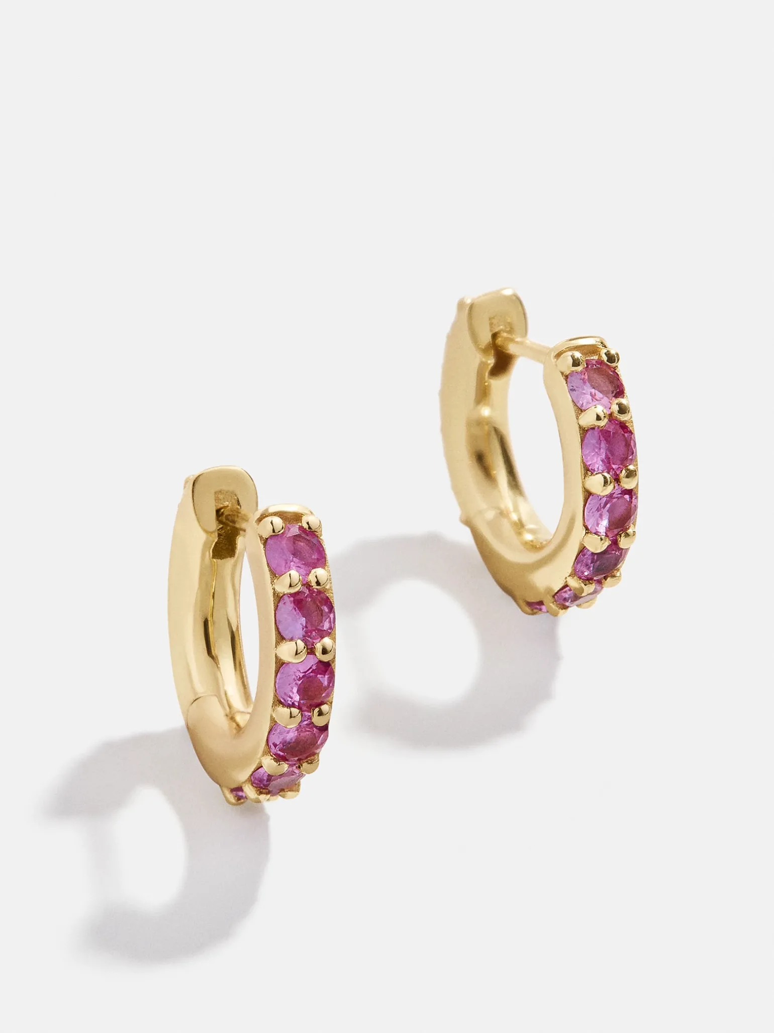 18K Gold Vermeil Birthstone Huggie Earrings - Rose