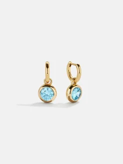 18K Gold Vermeil Birthstone Drop Earrings - Aquamarine