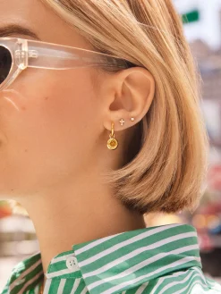 18K Gold Vermeil Birthstone Drop Earrings - Aquamarine