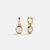 18K Gold Vermeil Birthstone Drop Earrings - Crystal