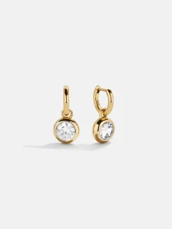 18K Gold Vermeil Birthstone Drop Earrings - Crystal