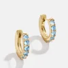 18K Gold Vermeil Birthstone Huggie Earrings - Aquamarine