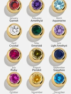 18K Gold Vermeil Birthstone Huggie Earrings - Crystal