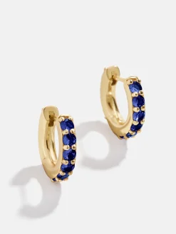 18K Gold Vermeil Birthstone Huggie Earrings - Sapphire