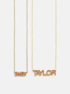 18K Gold Vermeil Birthstone Custom Nameplate Necklace - Garnet