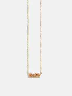 18K Gold Vermeil Birthstone Custom Nameplate Necklace - Garnet