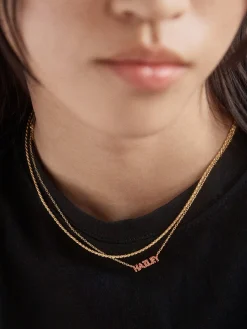 18K Gold Vermeil Birthstone Custom Nameplate Necklace - Rose