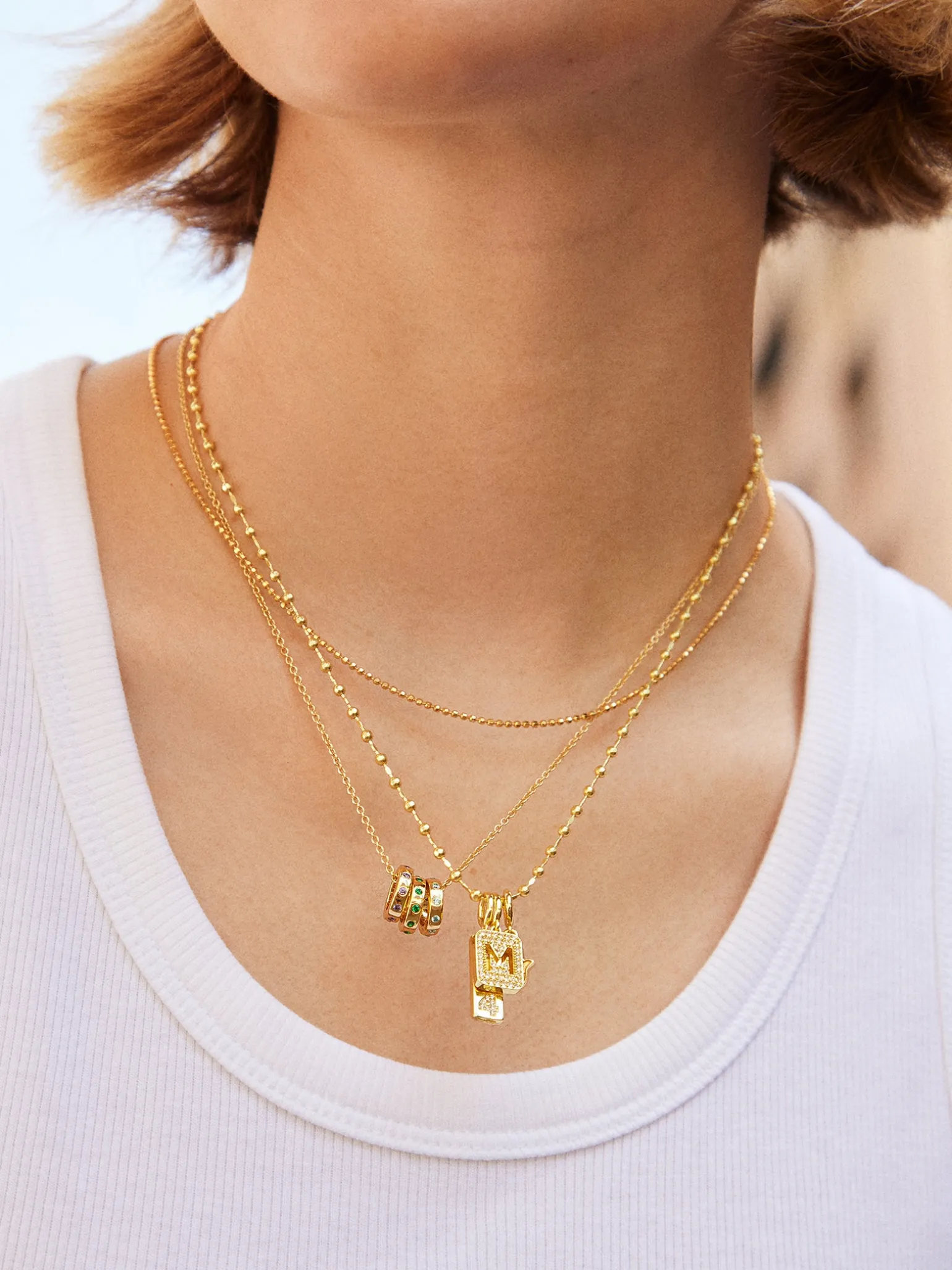 18K Gold Vermeil Birthstone Charm Necklace - Gold