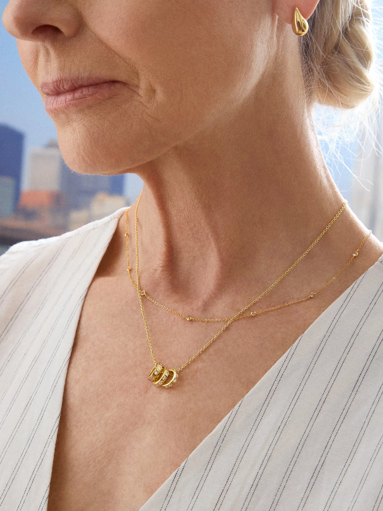 18K Gold Vermeil Birthstone Charm Necklace - Gold