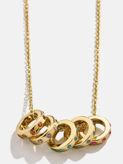 18K Gold Vermeil Birthstone Charm Necklace - Gold