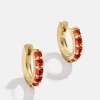 18K Gold Vermeil Birthstone Huggie Earrings - Garnet