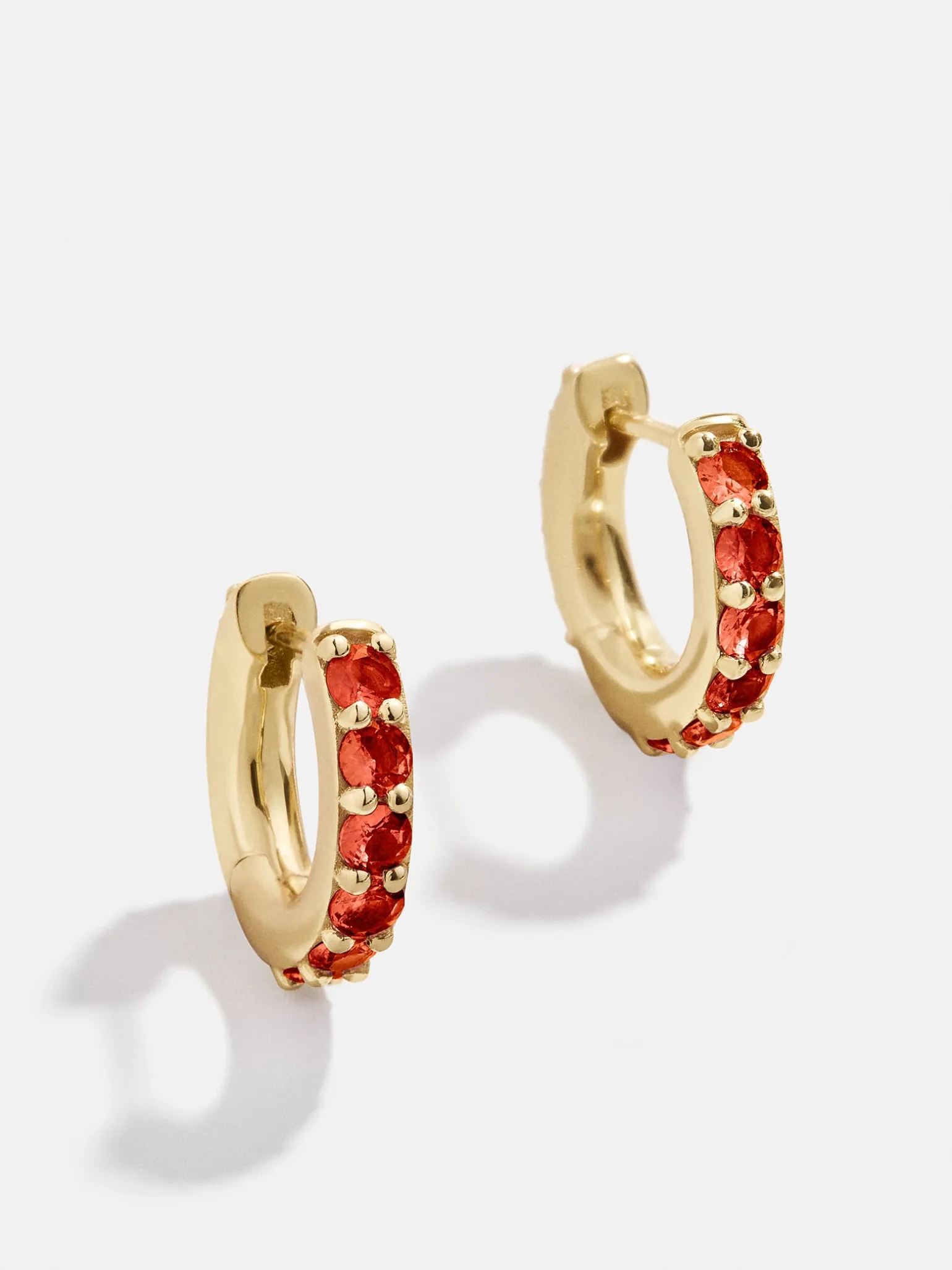 18K Gold Vermeil Birthstone Huggie Earrings - Garnet