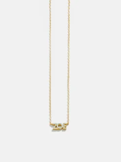 18K Gold Vermeil Birthstone Custom Nameplate Necklace - Aquamarine