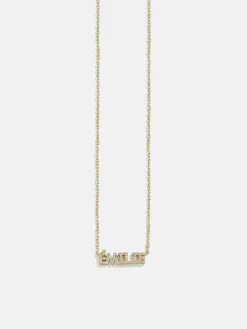 18K Gold Vermeil Birthstone Custom Nameplate Necklace - Crystal