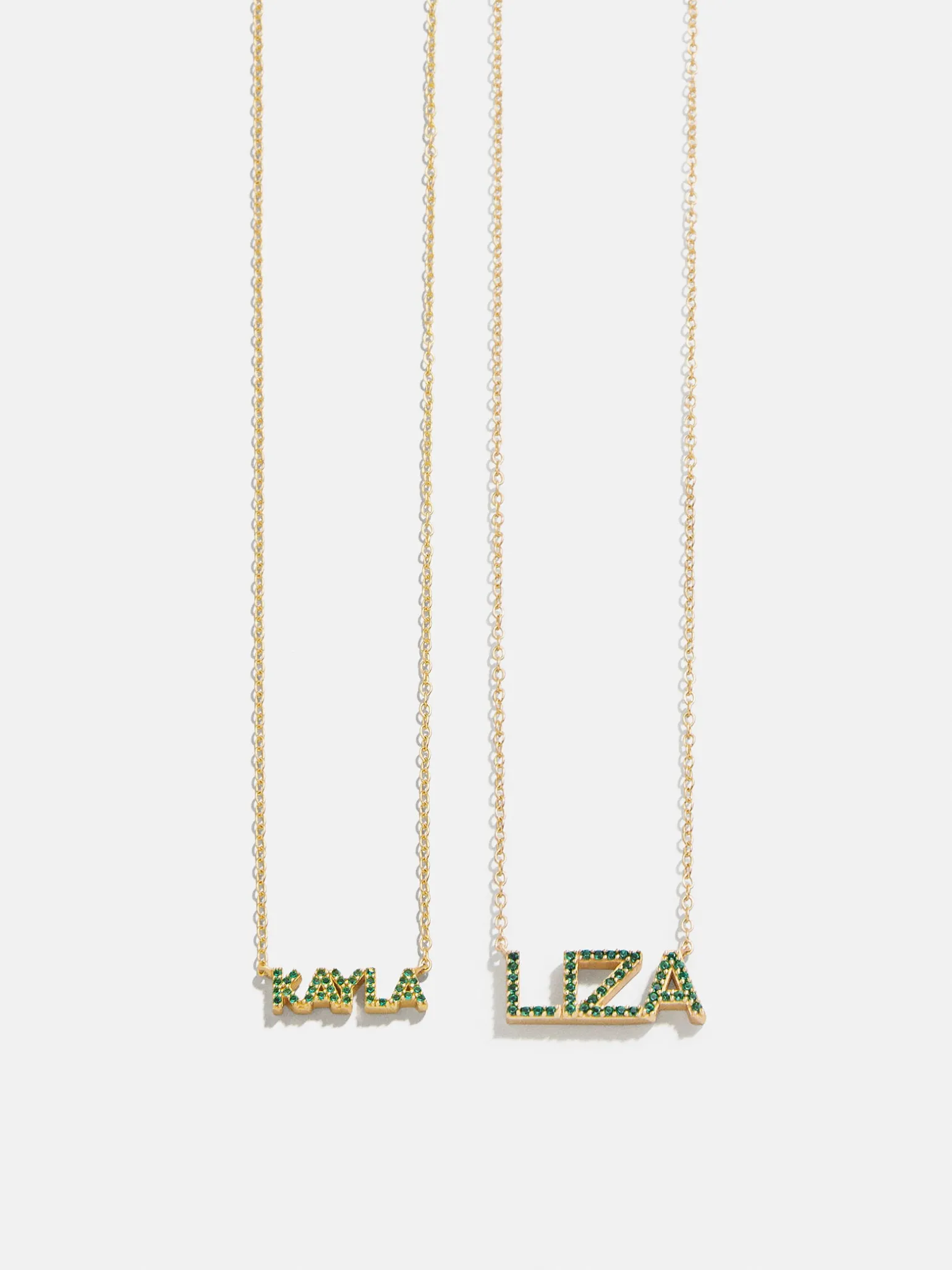 18K Gold Vermeil Birthstone Custom Nameplate Necklace - Emerald