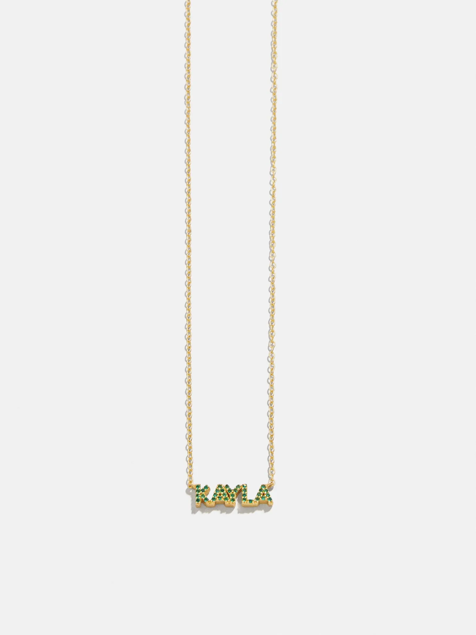 18K Gold Vermeil Birthstone Custom Nameplate Necklace - Emerald