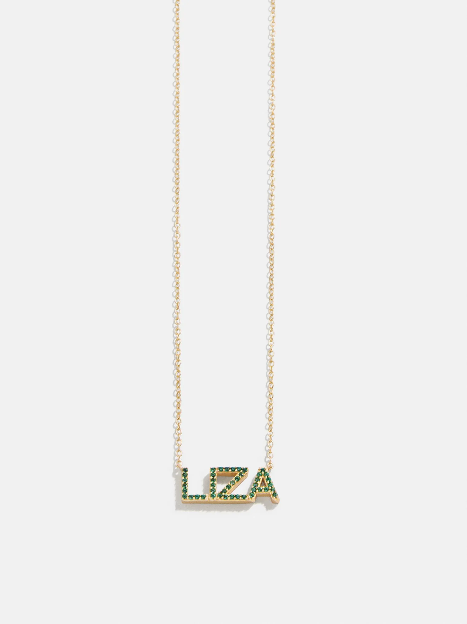 18K Gold Vermeil Birthstone Custom Nameplate Necklace - Emerald