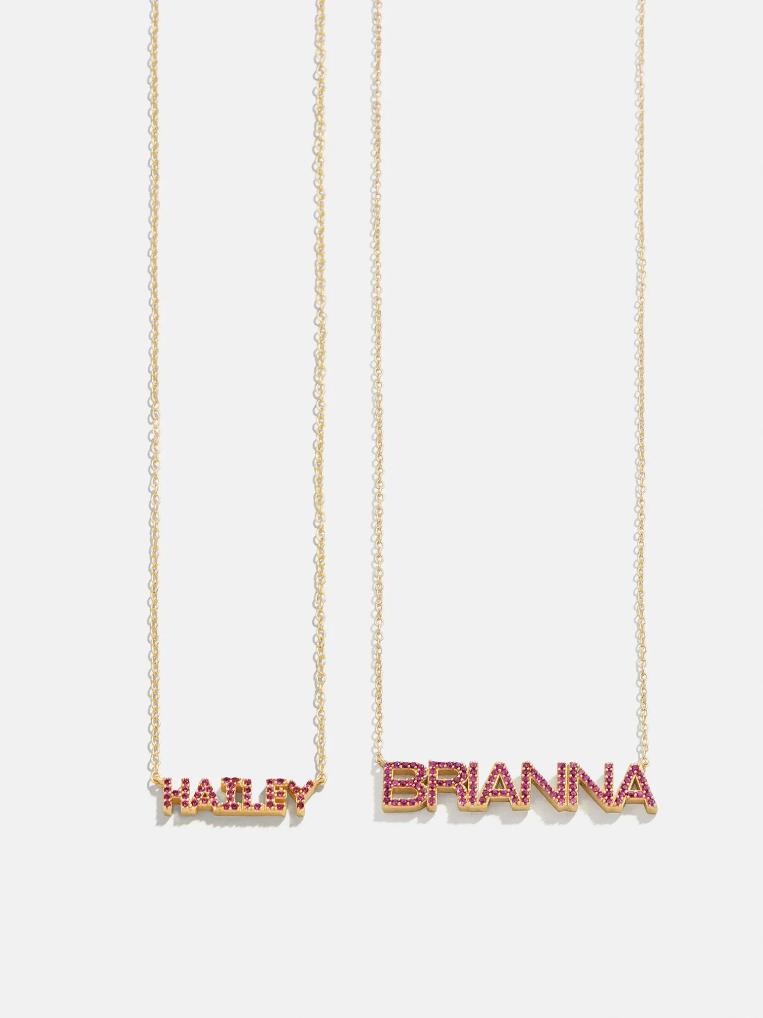 18K Gold Vermeil Birthstone Custom Nameplate Necklace - Ruby