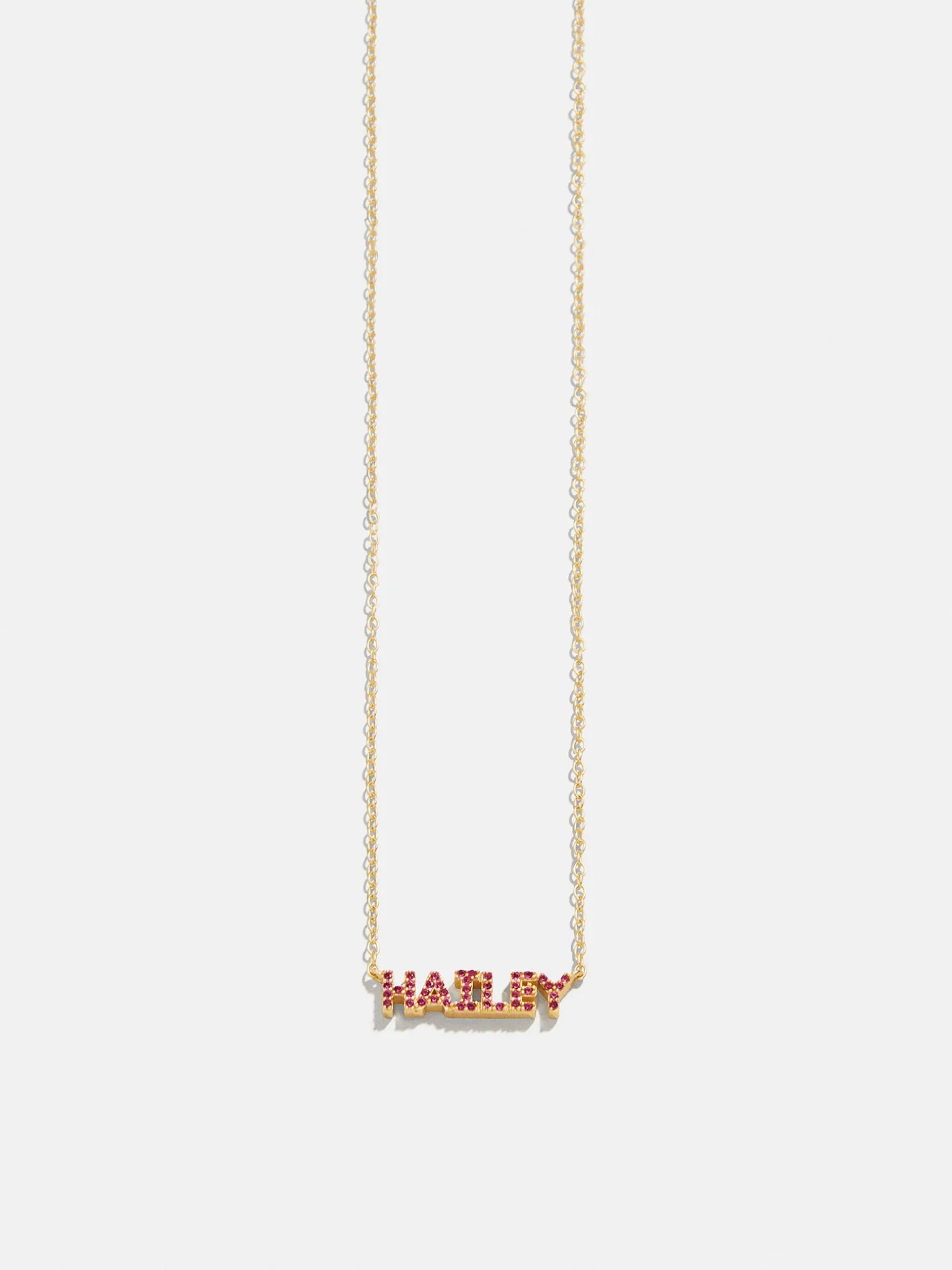 18K Gold Vermeil Birthstone Custom Nameplate Necklace - Ruby