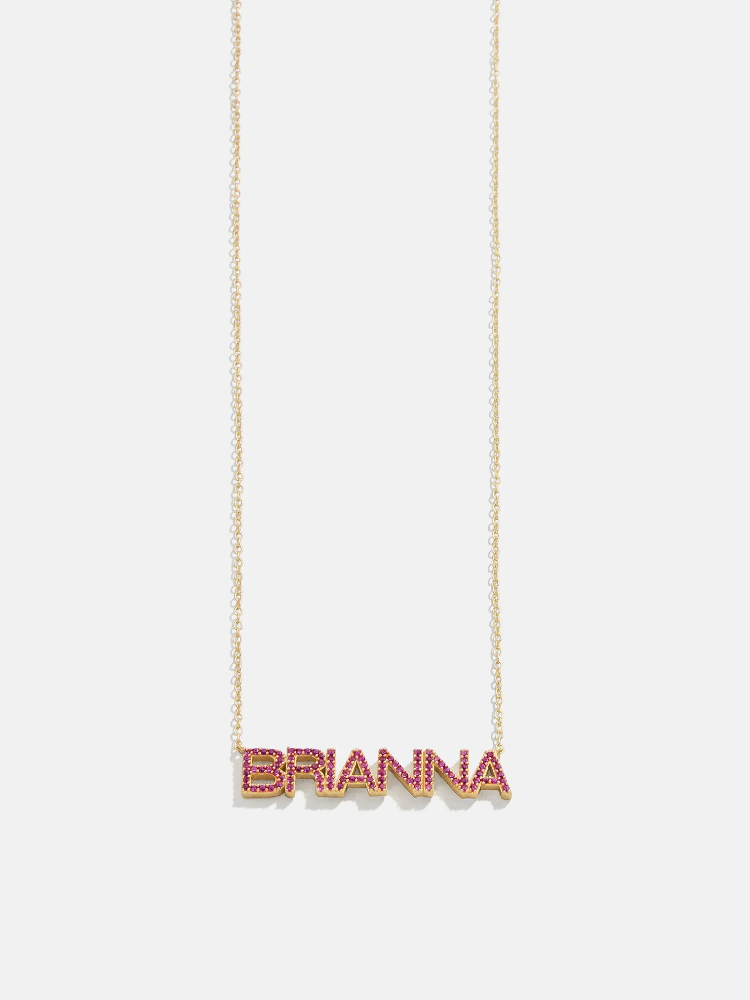 18K Gold Vermeil Birthstone Custom Nameplate Necklace - Ruby
