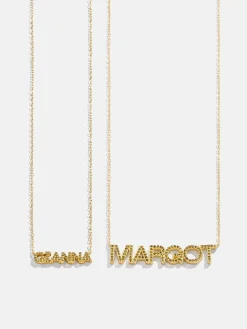 18K Gold Vermeil Birthstone Custom Nameplate Necklace - Peridot