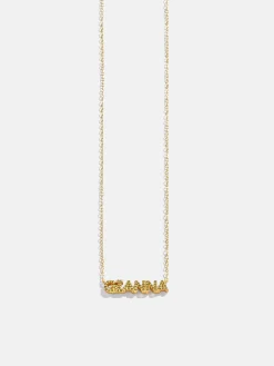 18K Gold Vermeil Birthstone Custom Nameplate Necklace - Peridot