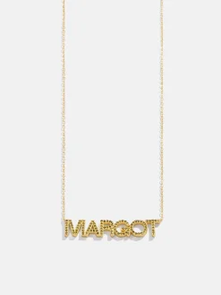 18K Gold Vermeil Birthstone Custom Nameplate Necklace - Peridot