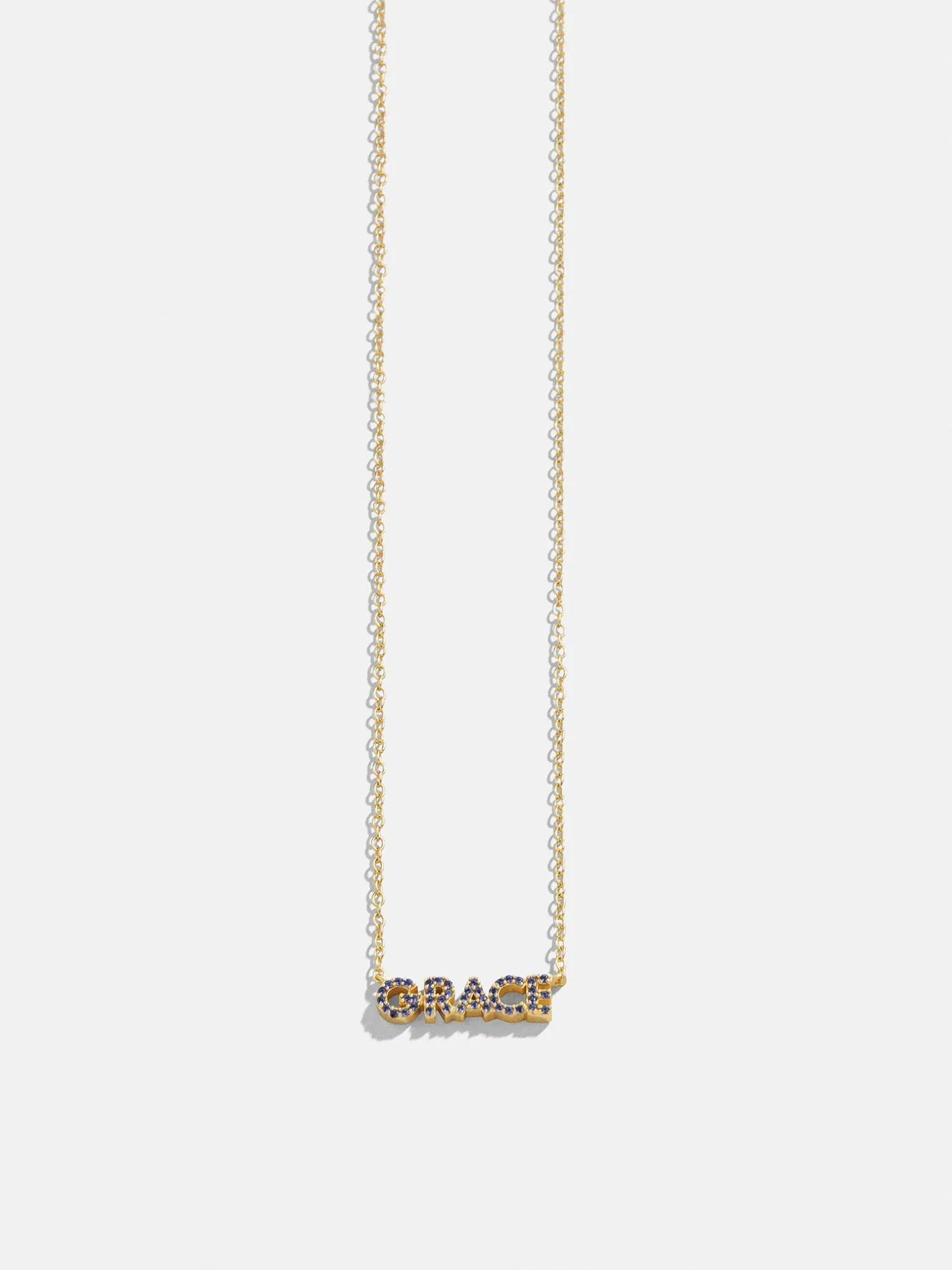 18K Gold Vermeil Birthstone Custom Nameplate Necklace - Sapphire