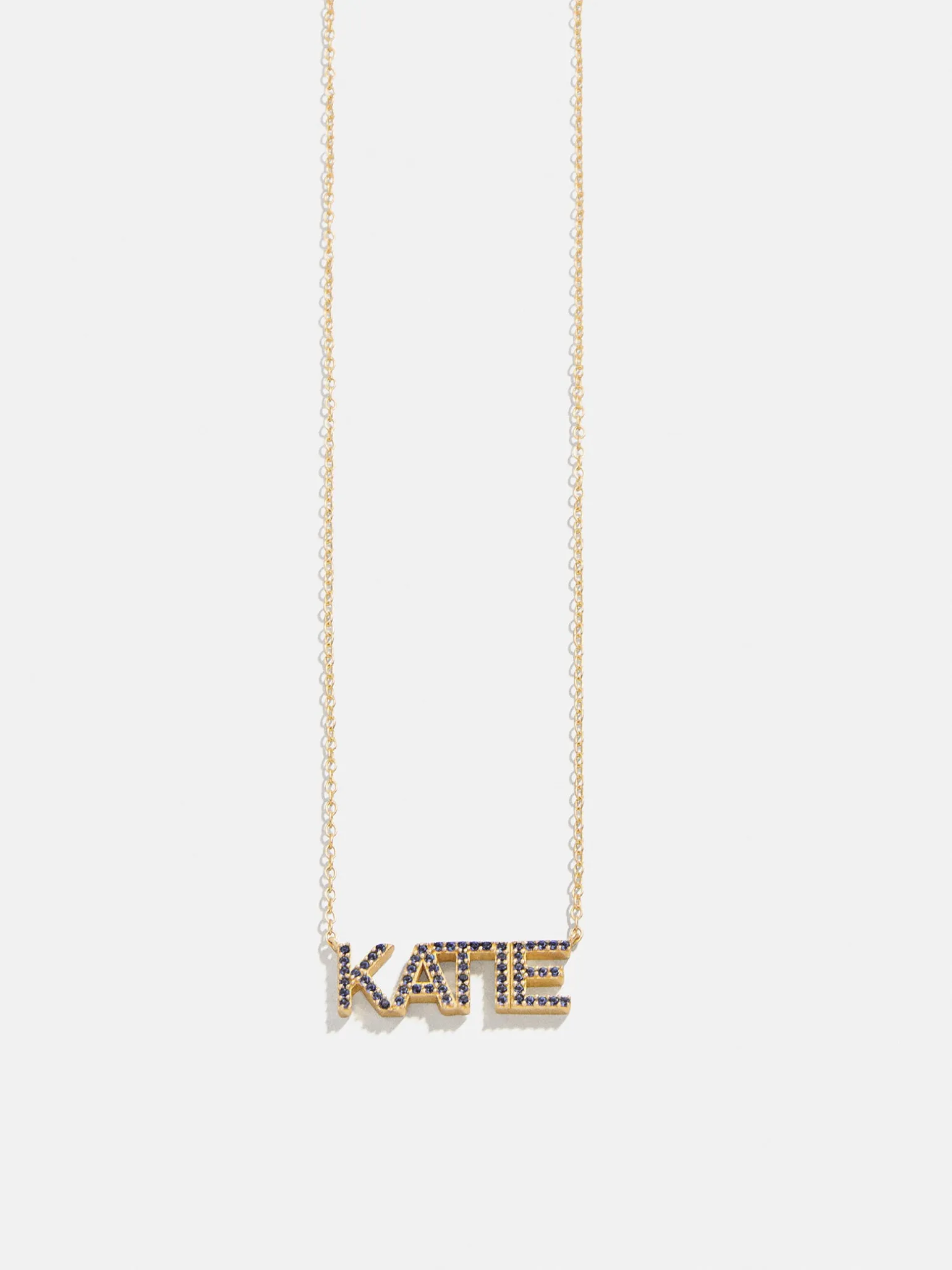 18K Gold Vermeil Birthstone Custom Nameplate Necklace - Sapphire