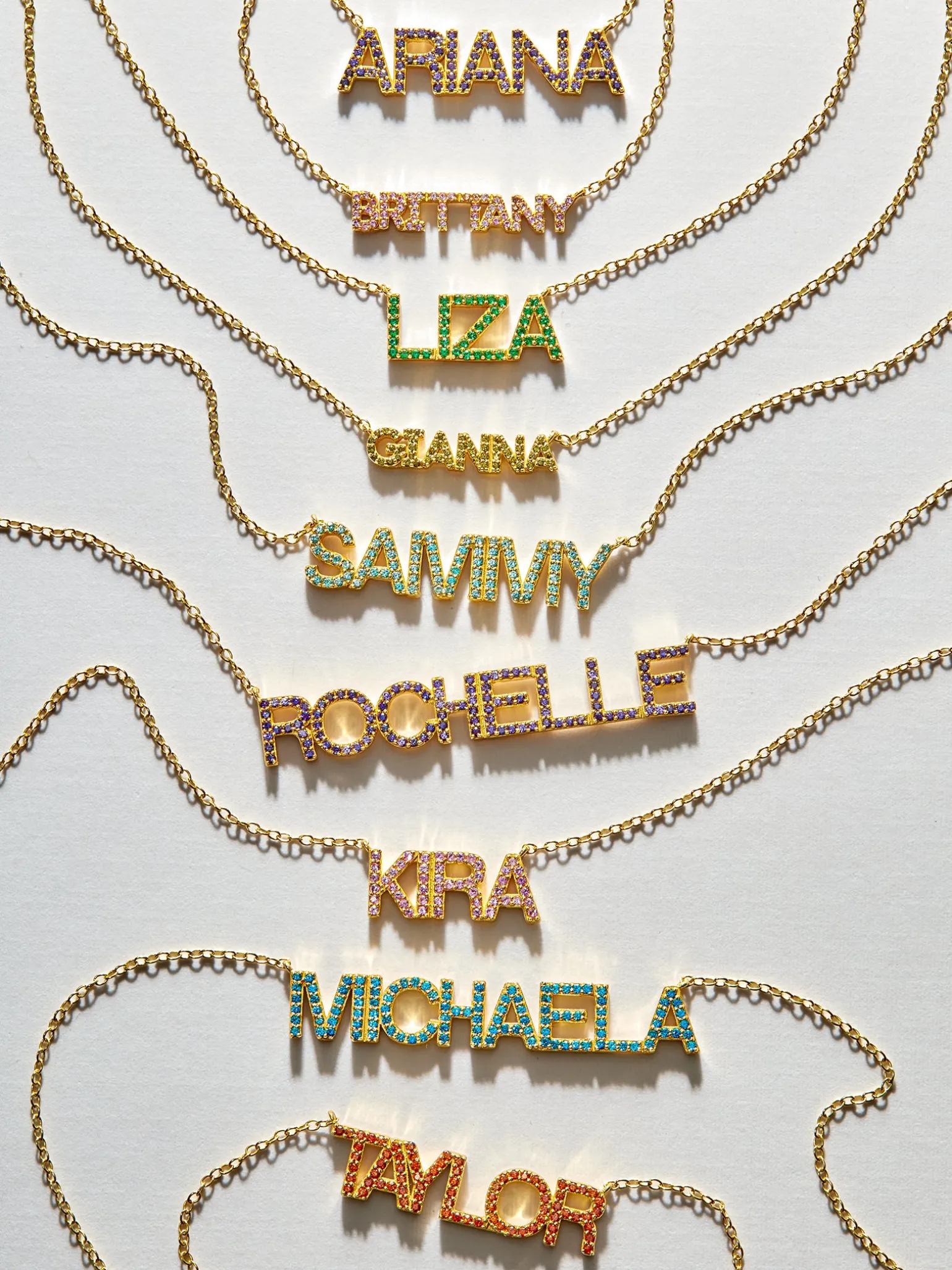 18K Gold Vermeil Birthstone Custom Nameplate Necklace - Sapphire