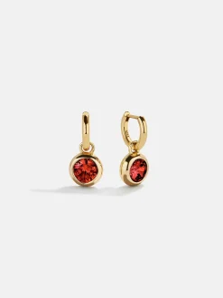 18K Gold Vermeil Birthstone Drop Earrings - Garnet
