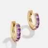18K Gold Vermeil Birthstone Huggie Earrings - Amethyst