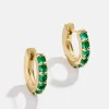 18K Gold Vermeil Birthstone Huggie Earrings - Emerald