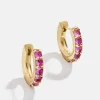 18K Gold Vermeil Birthstone Huggie Earrings - Ruby