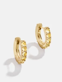 18K Gold Vermeil Birthstone Huggie Earrings - Topaz