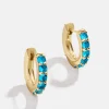 18K Gold Vermeil Birthstone Huggie Earrings - Blue Zircon