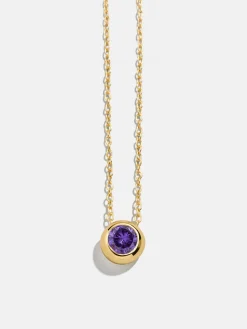 18K Gold Vermeil Birthstone Pendant Necklace - Amethyst